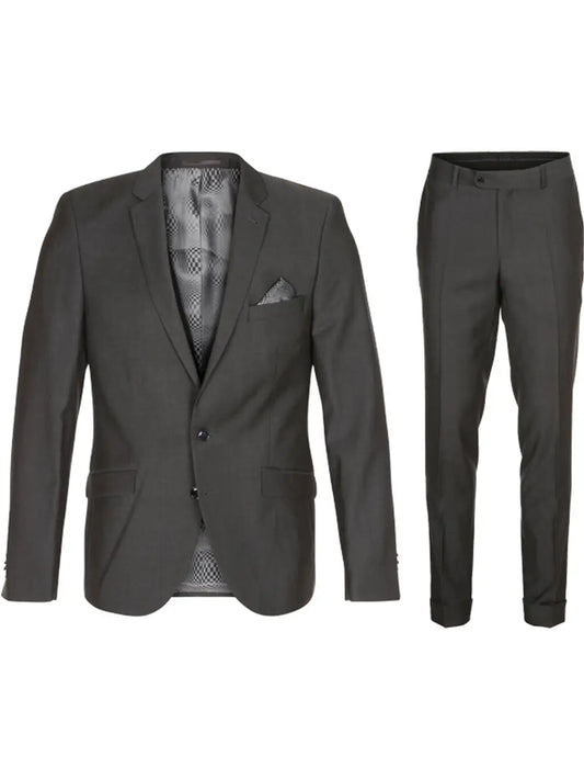 Shelby Stone Pure Wool Slim Suit-Dark Grey